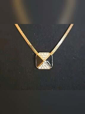 Vintage D'Orlan Enameled Gold-tone Rhinestone Choker Necklace